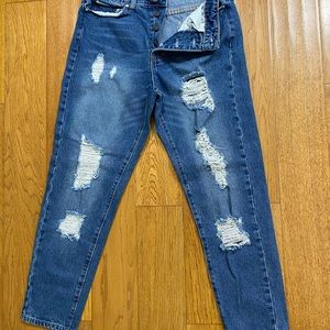 Refuge Distressed Button Fly Jeans